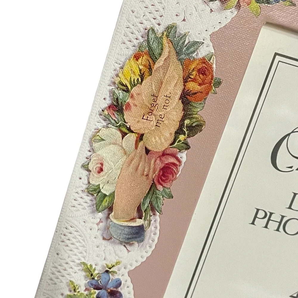 New CR Gibson Designer Photo Frame 4x6 Easel Back‎ Floral Bird Vintage Made USA